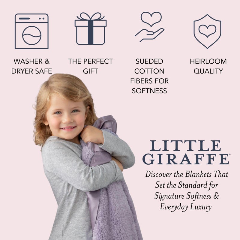 Little Giraffe Chenille Baby Blanket â€“ 29x35â€ Soft Chenille with Satin Trim, Lavender | Ultra-Soft, Gentle & Safe, Lightweight & Breathable for Newborns & Toddlers - Image 5